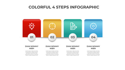 Colorful 4 points of list diagram, steps with horizontal layout, infographic element template