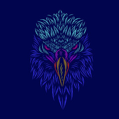Eagle hawk vector silhouette line pop art potrait logo colorful design with dark background. Abstract vector illustration. 