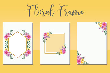 Fototapeta premium Wedding invitation frame set, floral watercolor hand drawn Daisy Flower design Invitation Card Template
