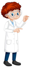 Fototapeta premium A boy cartoon character wearing laboratory coat