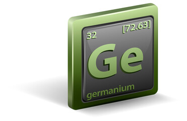 Germanium chemical element. Chemical symbol with atomic number and atomic mass.