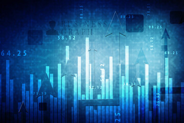 Naklejka premium 2d rendering Stock market online business concept. business Graph 
