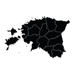 Estonia country map vector with regional areas