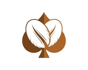 Brown spade with twin coffee beans inside