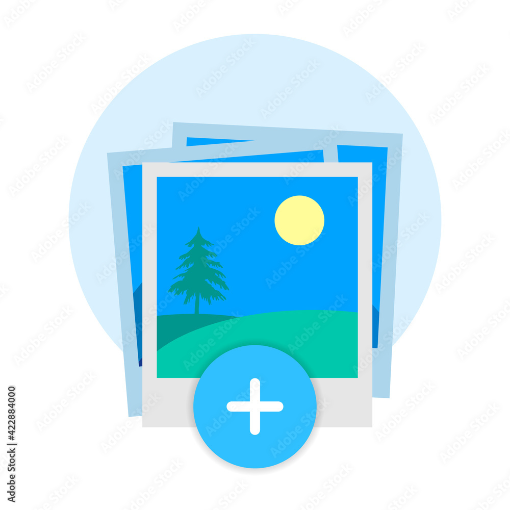 Poster upload or add a picture modern graphic element for landing page, button, empty state ui, infographic