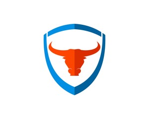 Modern shield with orange bull head inside