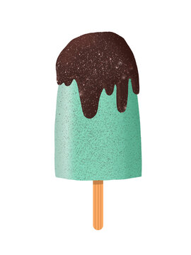 Ice cream stick with chocolate 