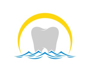 Simple tooth with beach wave and yellow swoosh