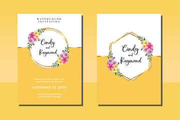 Wedding invitation frame set, floral watercolor hand drawn Daisy Flower design Invitation Card Template