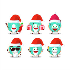 Santa Claus emoticons with vanilla blue donut cartoon character