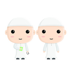 cartoon man cute character islamic illustration muslim
