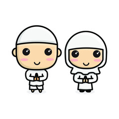 cartoon man cute character islamic illustration muslim