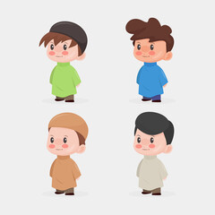 cute boy muslim happy character
