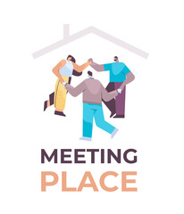 people standing together and holding hands communication meeting place friendship concept