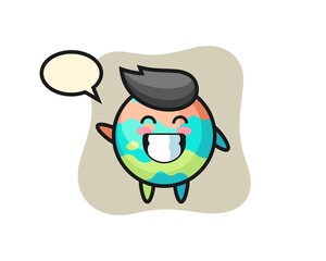 bath bomb cartoon character doing wave hand gesture