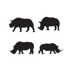 collection of rhino animal silhouettes