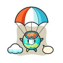 Obraz premium bath bomb mascot cartoon is skydiving with happy gesture