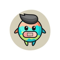 Cartoon Illustration of bath bomb with tape on mouth