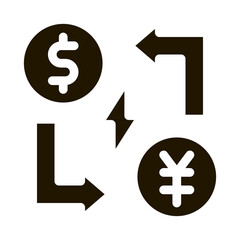 transfer of different currencies icon Vector Glyph Illustration