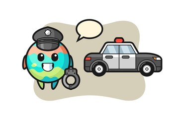 Cartoon mascot of bath bomb as a police