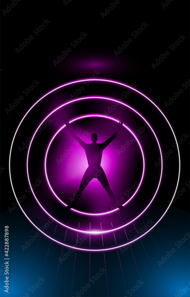 Aufkleber a silhouette of a person in a portal in virtual reality. vector abstract background in cyberpunk sty