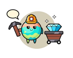 Character Illustration of bath bomb as a miner