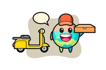 Character Illustration of bath bomb as a pizza deliveryman