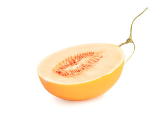 yellow cantaloupe melon isolated on white background.