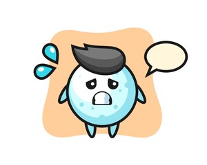 snow ball mascot character with afraid gesture