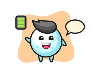 snow ball mascot character with energetic gesture