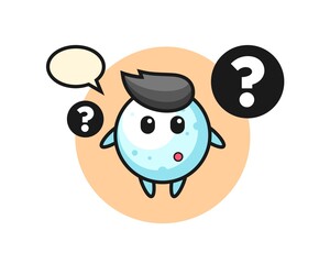 Cartoon Illustration of snow ball with the question mark