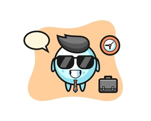 Cartoon mascot of snow ball as a businessman