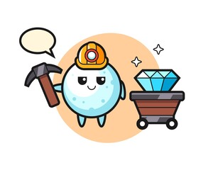 Character Illustration of snow ball as a miner