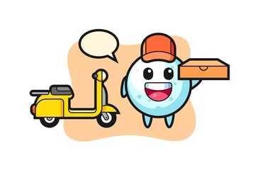 Fototapeta premium Character Illustration of snow ball as a pizza deliveryman