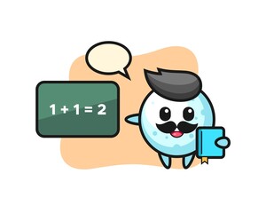 Illustration of snow ball character as a teacher