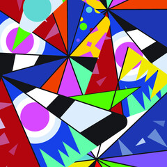 Colorful funny pattern in cartoon style triangle shape.Vector illustrations.