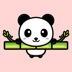 cartoon cute panda and bamboo vector design