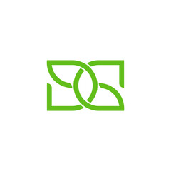 letter dg green leaf symbol geometric logo vector