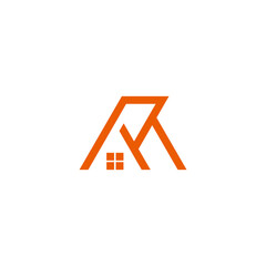 letter r m simple house geometric line logo vector