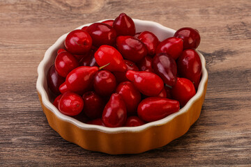 Sweet and ripe cornel berries