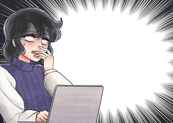 少女漫画風 白目をむいてショックを受ける美女 昭和風 70年代風 集中線背景 Wall Mural 水乃みのる 少女漫画風 白目をむいてショックを受ける美女 昭和風 70年代風 集中線背景 Wall Mural 水乃みのる