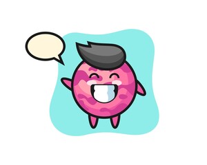 ice cream scoop cartoon character doing wave hand gesture