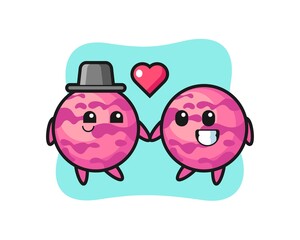 ice cream scoop cartoon character couple with fall in love gesture