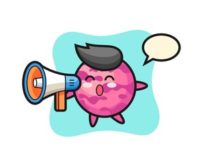 ice cream scoop character illustration holding a megaphone