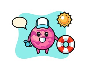Cartoon mascot of ice cream scoop as a beach guard