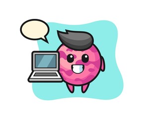 Mascot Illustration of ice cream scoop with a laptop