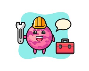 Fototapeta premium Mascot cartoon of ice cream scoop as a mechanic