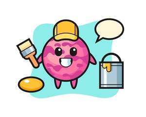 Character Illustration of ice cream scoop as a painter