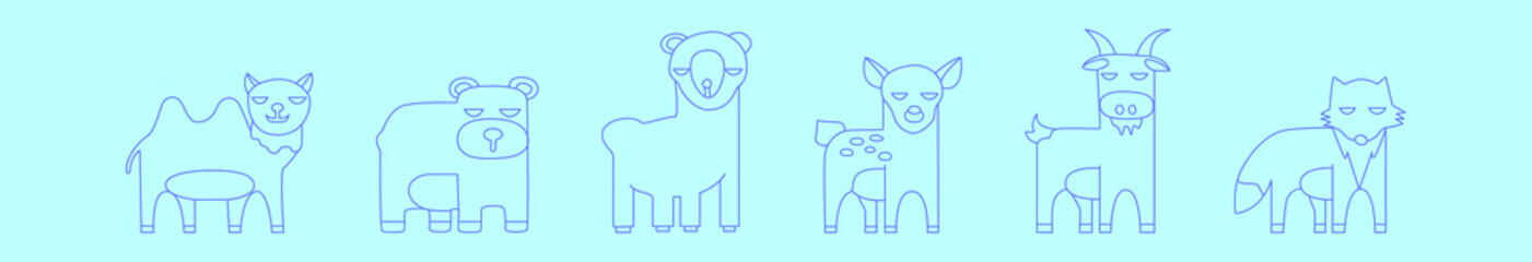 set of animals cartoon icon design template with various models. vector illustration isolated on blue background