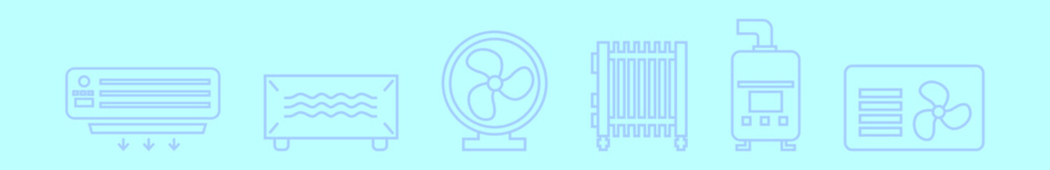 set of hvac cartoon icon design template with various models. vector illustration isolated on blue background